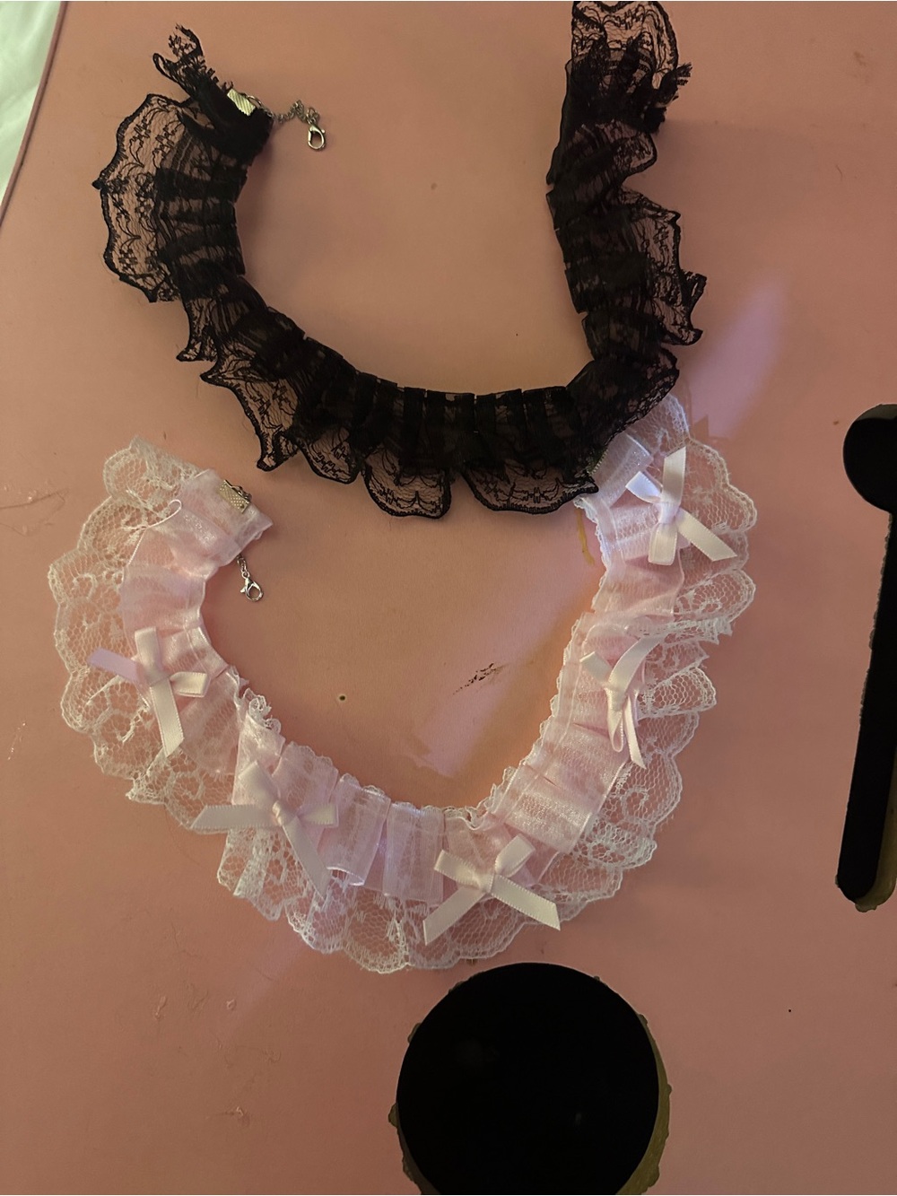 Lace Ruffle Choker Necklace – Black and Pink $10 a piece